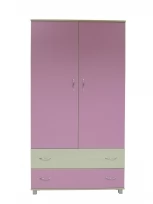 Шкаф 2-х створчатый, Молочный дуб /Розовый