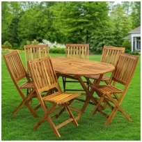 Мебель садовая Green Days, Просто и удобно, дерево, стол, 150х90х74 см, 6 стульев