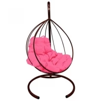 Подвесное кресло M-GROUP капля без ротанга коричневое, розовая подушка