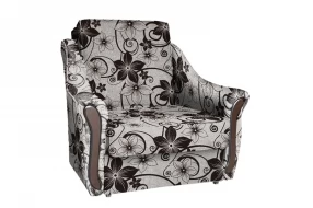 Кресло-кровать Виктория (аккордеон) Цветок крупный коричневый, рогожка