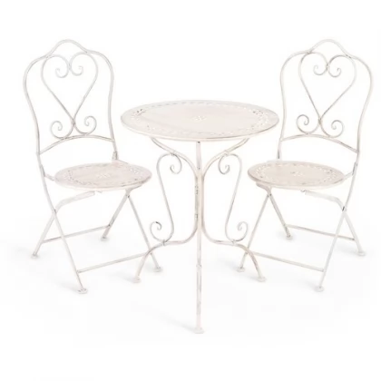 Комплект (стол + 2 стула) Secret de Maison Monique (mod. PL08-6241.6242) металл, стол:62x73, стул: 48x40x93, Античный белый (Antique White)